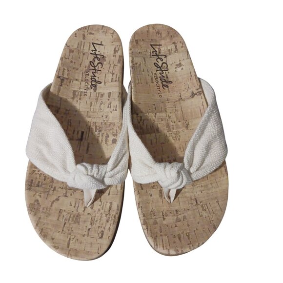 NEW Life Stride Womens Happy Slip-On Cork Thong Sandals Off-White/Cream Size 8.5 - Picture 6 of 12